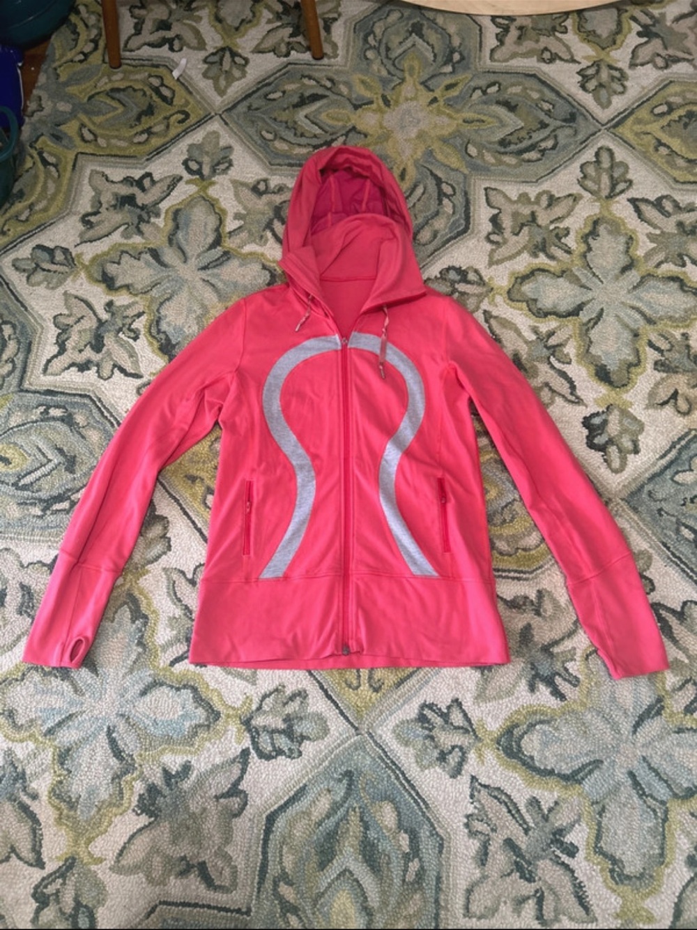 lululemon athletica Coral Pink Hooded Zip Jacket with Reflective Trim